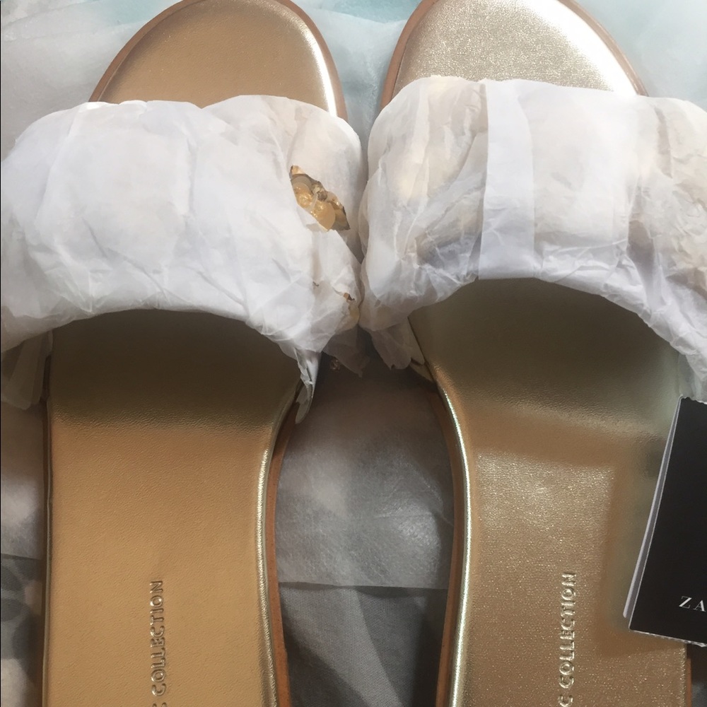 ZARA GOLD EMBELLISHED SLIDES - Picture 4 of 5