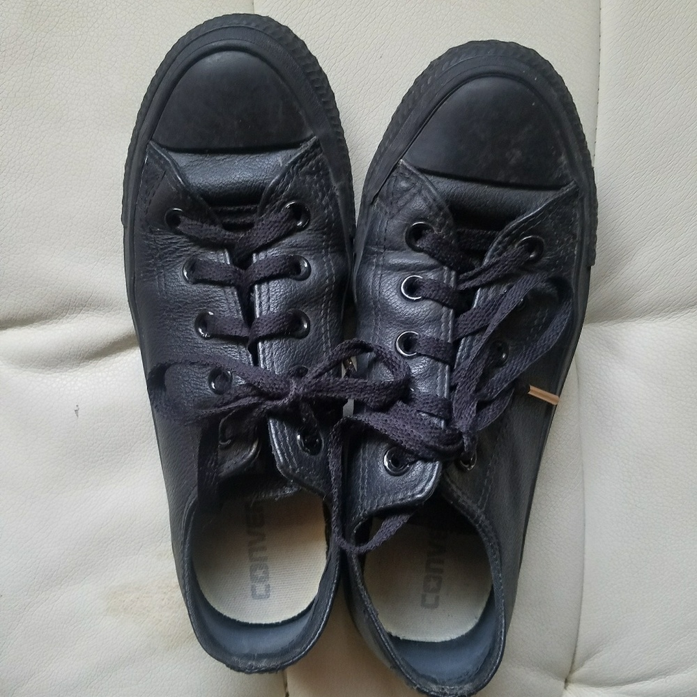 Leather Converse w Rose Gold Aglet Laces