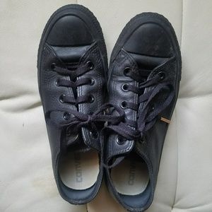 Leather Converse w Rose Gold Aglet Laces