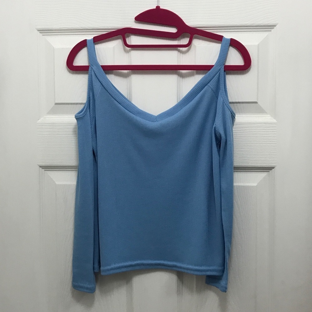 🆕 BOOHOO COLD SHOULDER SWEATER IN BLUE ✨