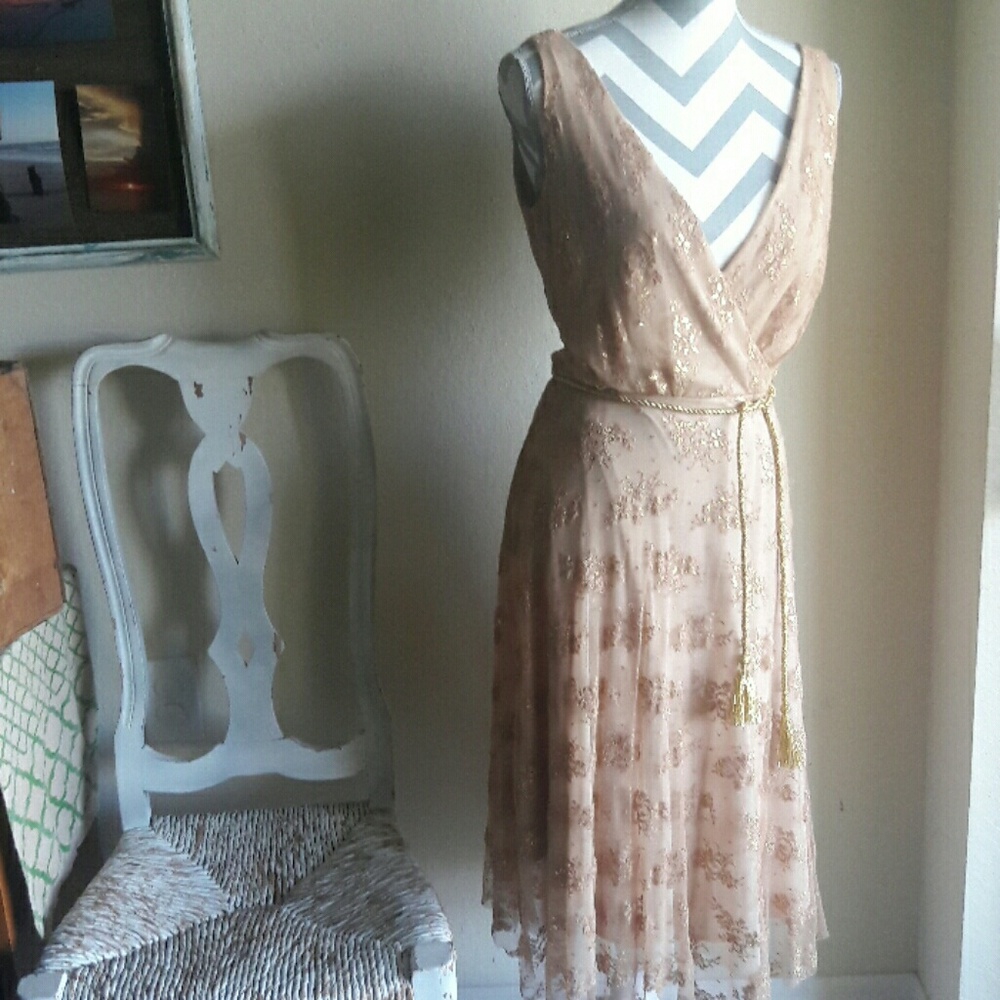 Elegant tan and gold dress