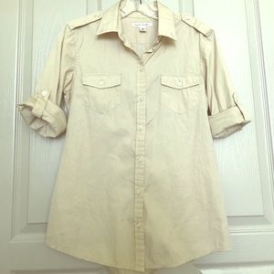 BR Cotton Button-Down Utility Blouse Shirt