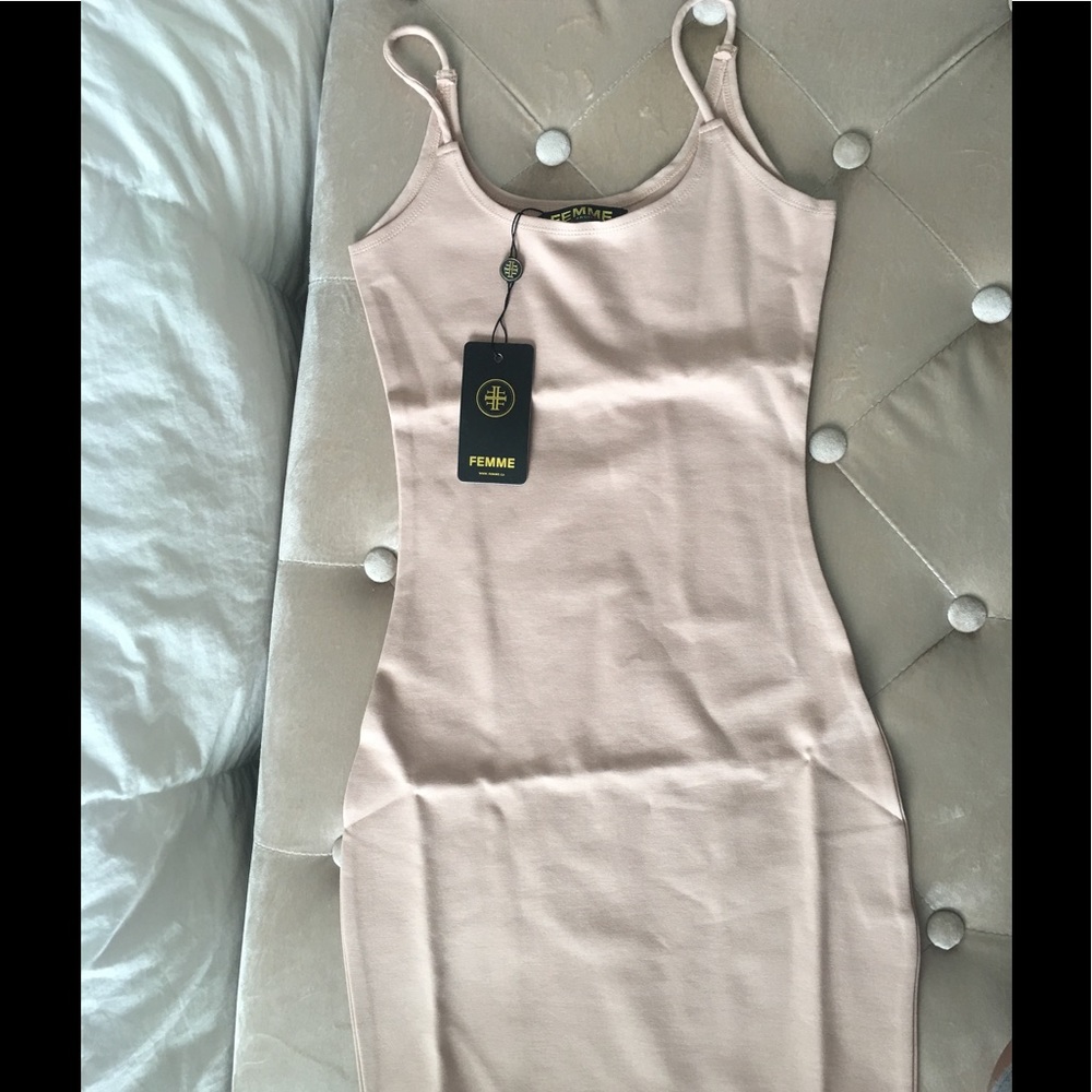 Spaghetti strap nude dress