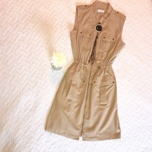 CALVIN KLEIN Tan Safari style Dress