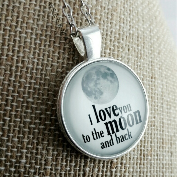 I Love you to the Moon And Back Glass Necklace - Picture 2 of 3