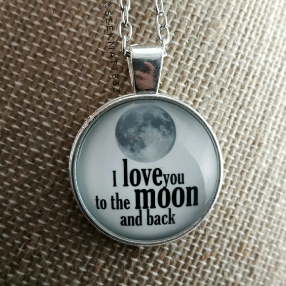I Love you to the Moon And Back Glass Necklace - Picture 3 of 3