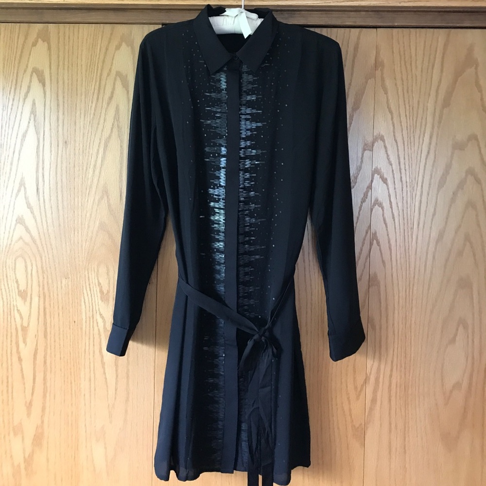 Ann Taylor black embellished dress size 12, lined.