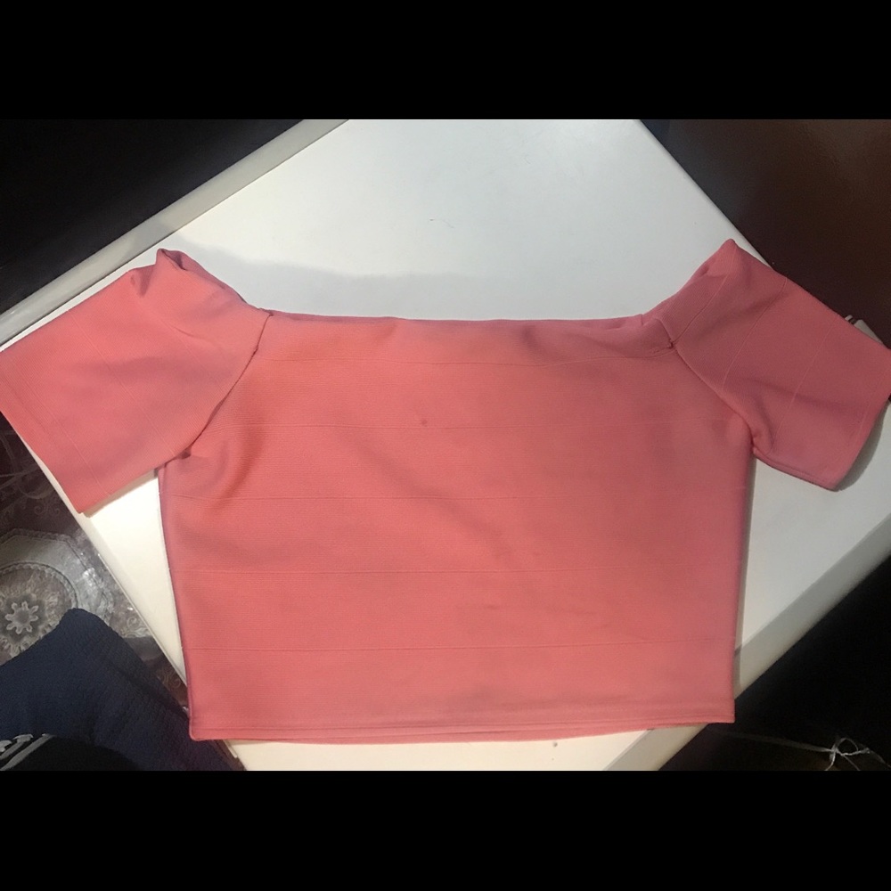 Pink off the shoulders crop top