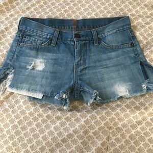7 for all man kind ripped jean shorts