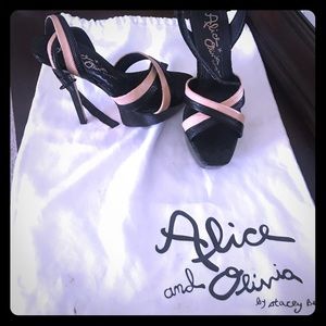 Alice and Olivia Black and Nude strappy heels