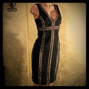 NWT Bloomingdale's Deep V-neck Black Stitch Dress