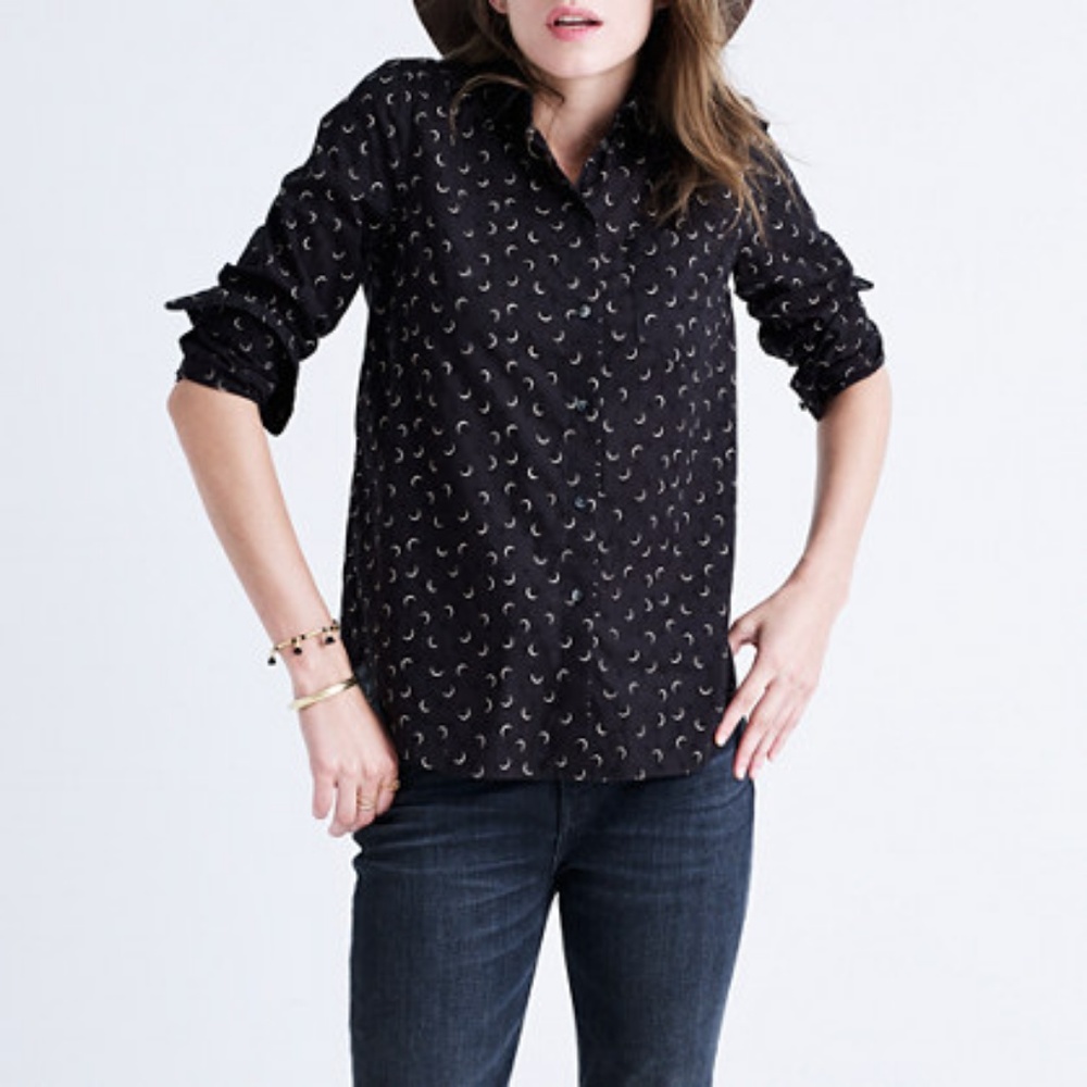 Madewell Shrunken Boyfriend Shirt - Moons