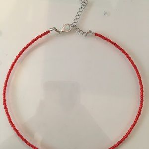 Red seed bead choker
