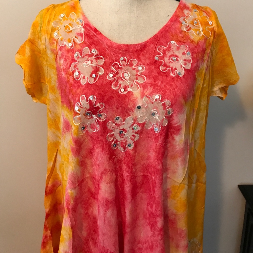 PINK AND ORANGE TYE DYE DRESS🌺🌹 - Picture 1 of 6