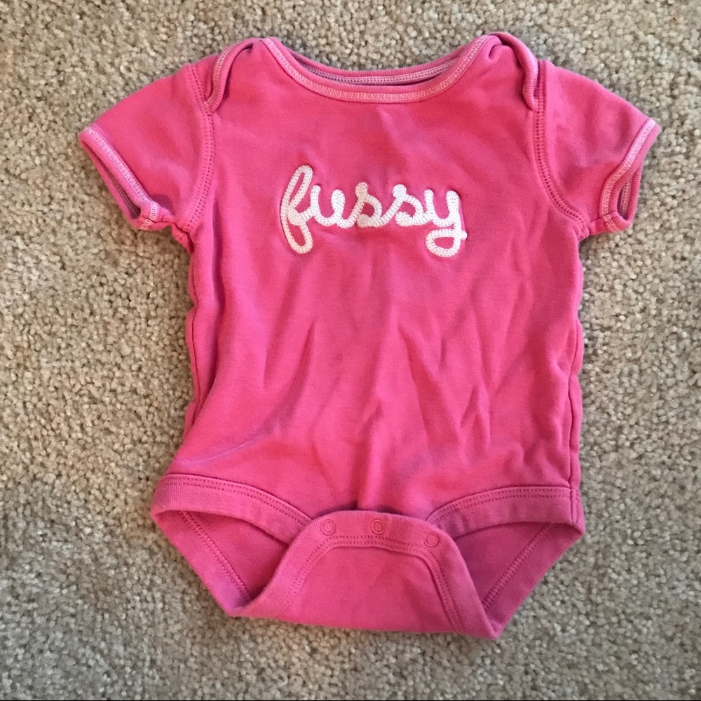 "Fussy" Graphic Baby Girl Onesie