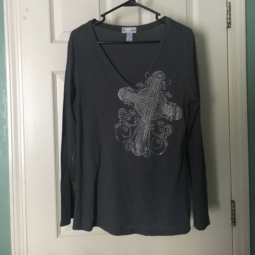 Long sleeve beaded tee