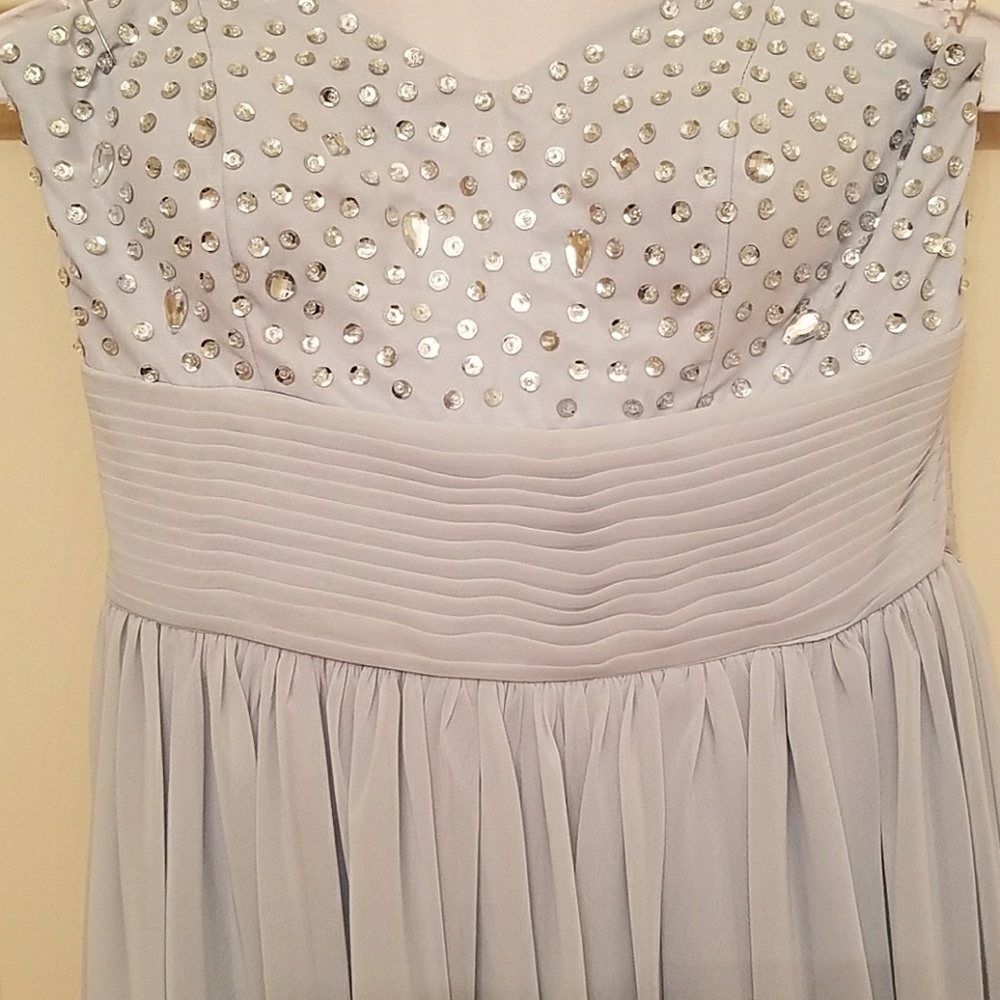 Pale Blue Floor Length Formal w/  Chrystal Bodice