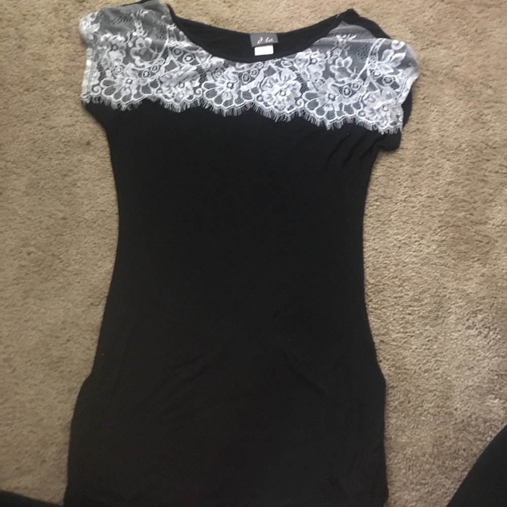 BLACK FRINGE LONG SHIRT