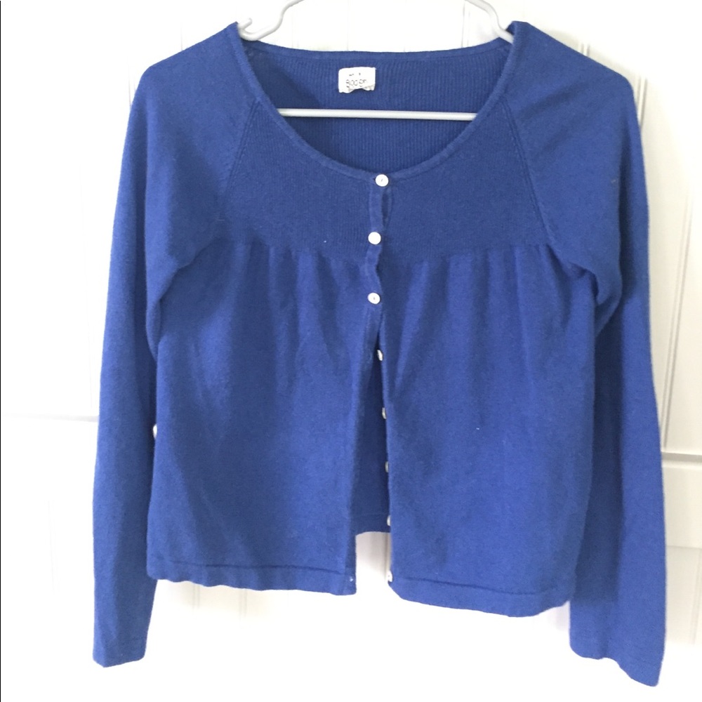 Girls' blue button sweater, Mini Boden