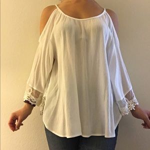 Off the shoulder white top