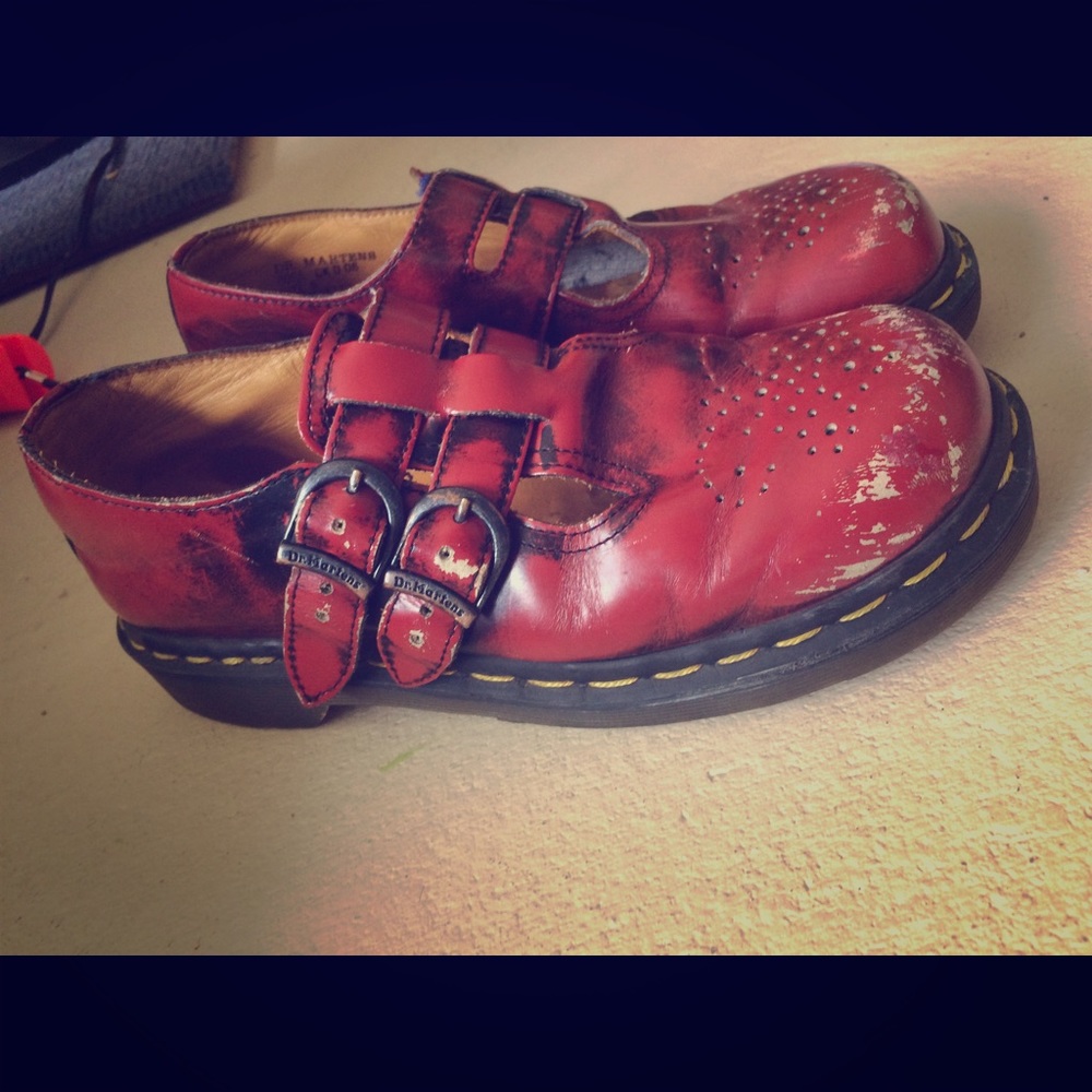 Doc martens red Mary Janes size 5 UK size 7 US