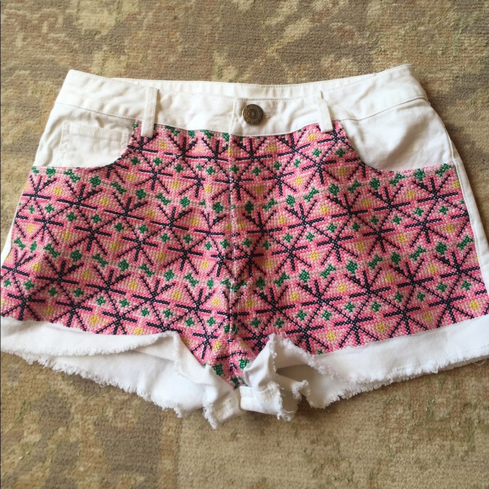 White jean shorts
