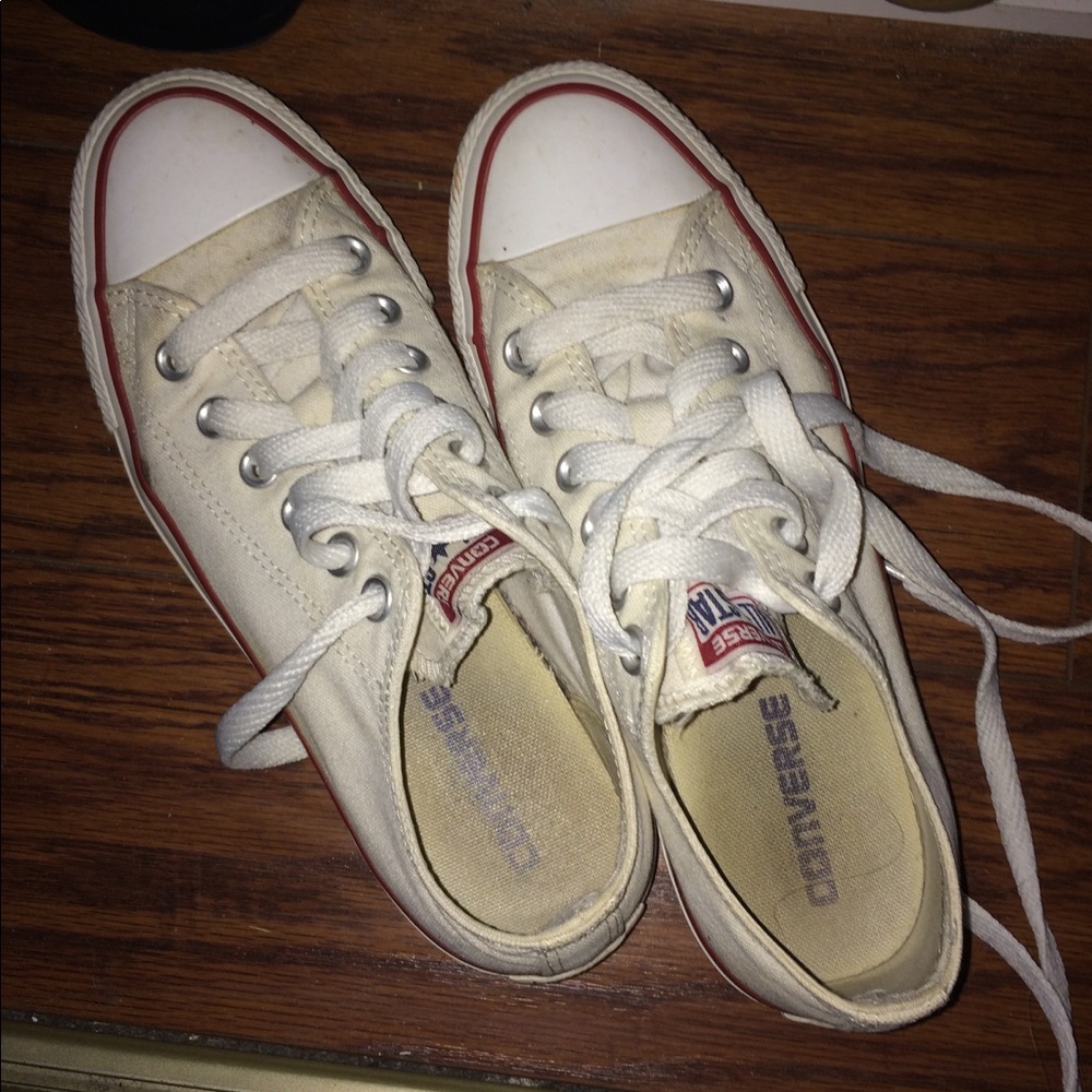 White, Red, and Blue Converse Low Tops