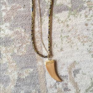 long wooden tooth necklace