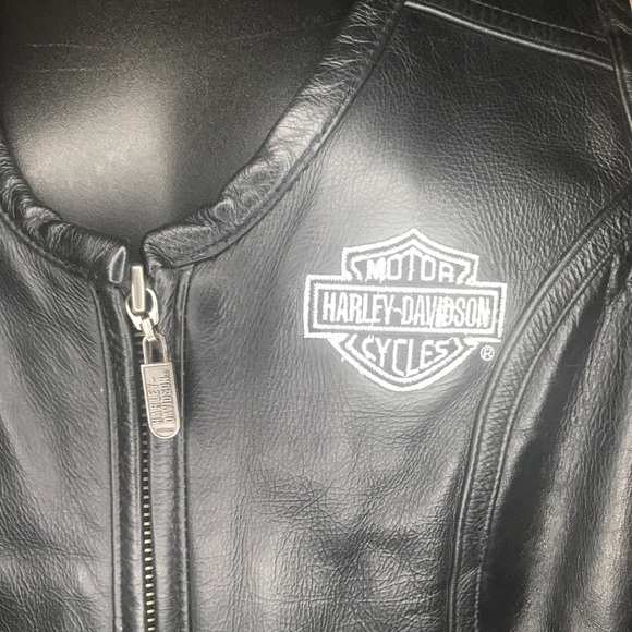 NWOT Ladies Harley Davidson Lined Zip Leather Vest - Picture 1 of 6