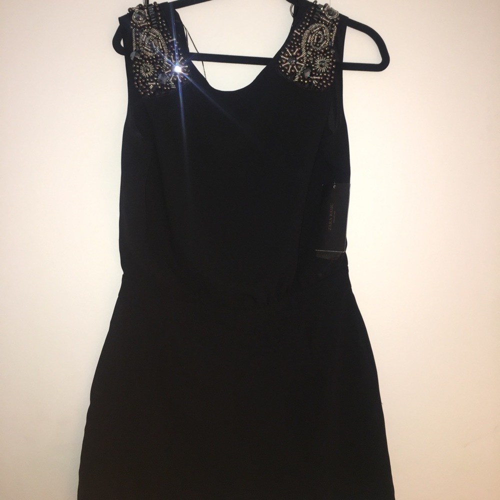 ZARA open back romper with embellished shoulders