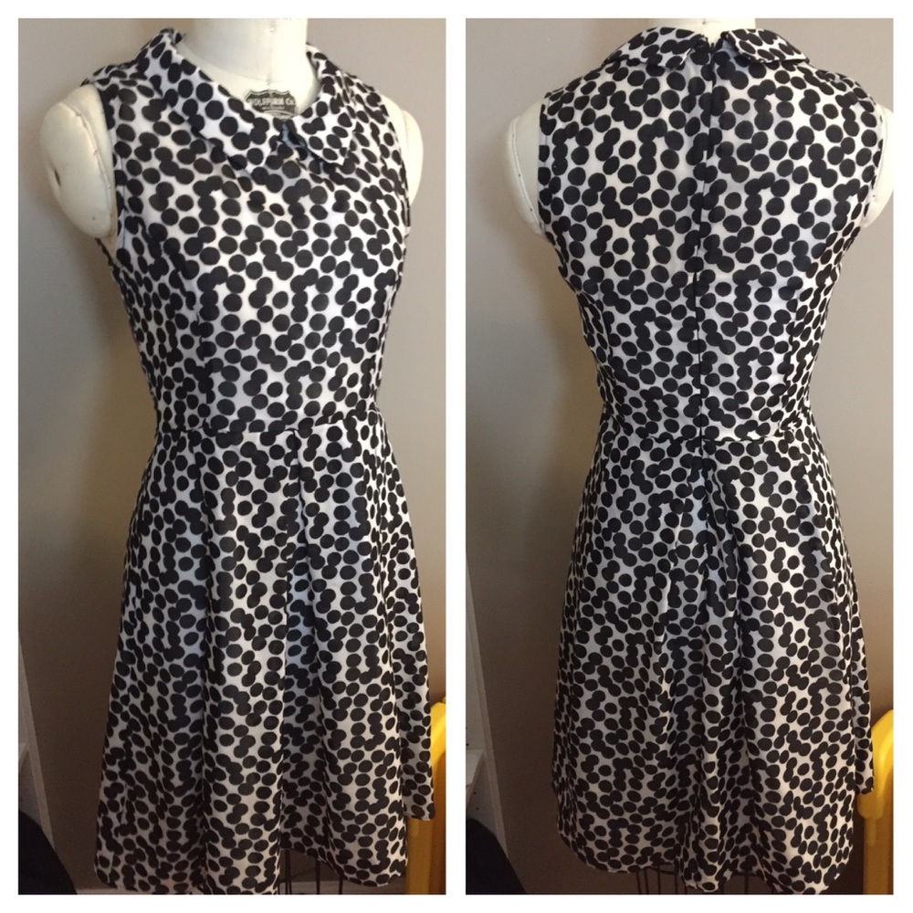 Beige polka dot A line Peter pan collar dress xs