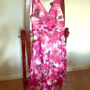 Pink floral tea-length dress