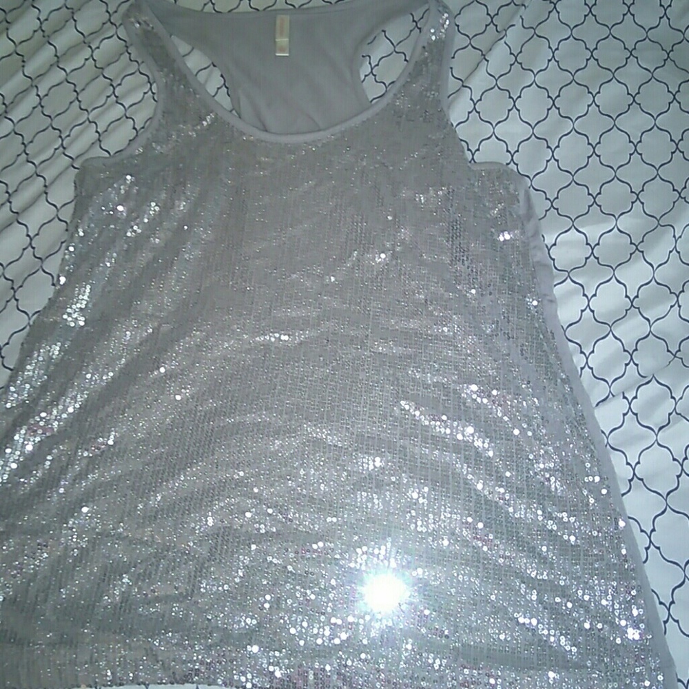 Silver sequin tank
