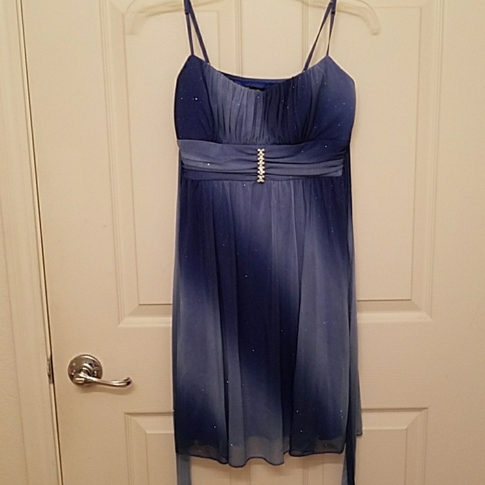 Navy Blue Hombre Strap Party Dress