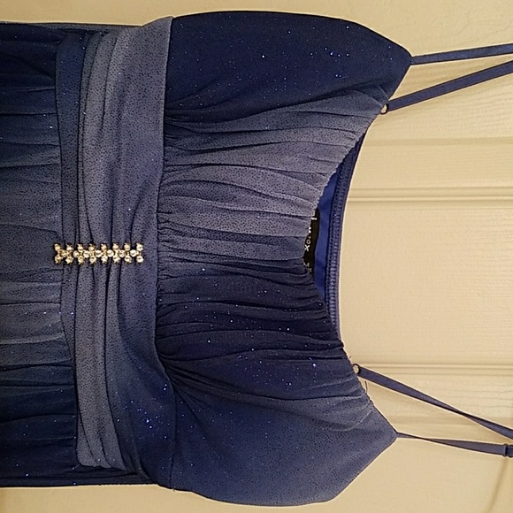 Navy Blue Hombre Strap Party Dress - Picture 2 of 3
