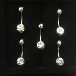 14G Silver Belly Button Rings