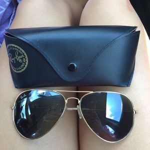 Gold rimmed authentic aviator Ray bans