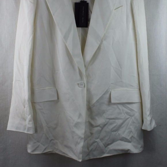 THEYSKENS THEORY WHITE BLAZER 100% SILK 1-BUTTON 6 - Picture 2 of 5