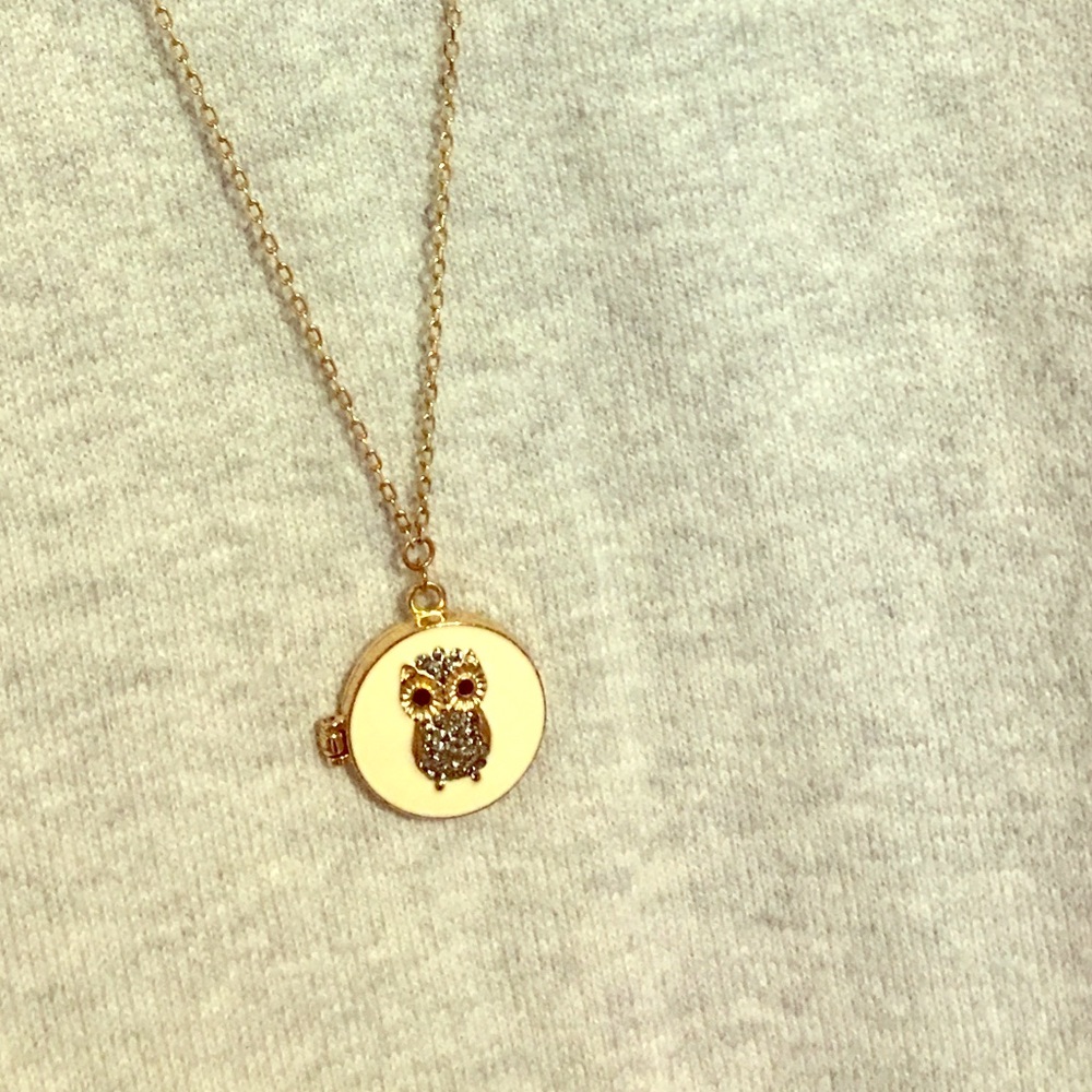 gold owl locket necklace