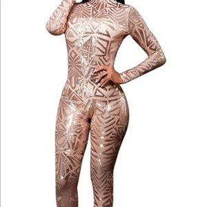 Rise gold sequin jumpsuit