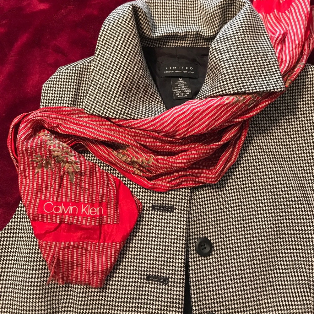 Limited wool houndstooth vest & CK scarf