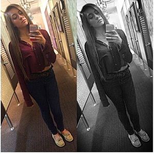 Maroon Abercrombie & Fitch cropped long sleeve