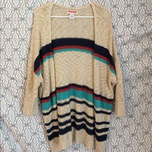 Gently worn women's tan & striped cardigan