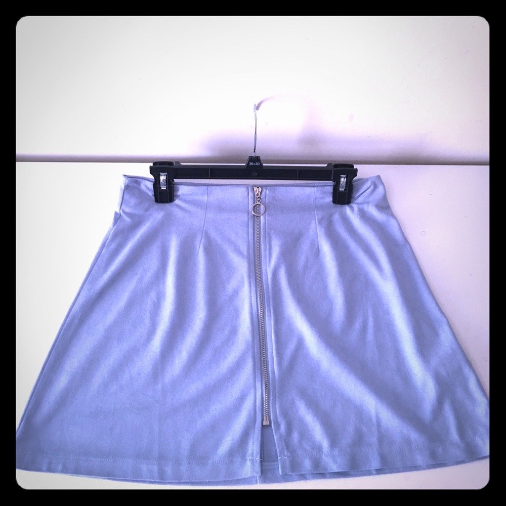 Light Blue suede mini skirt! Very Trendy!!