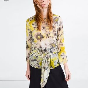Zara chiffon yellow blouse.