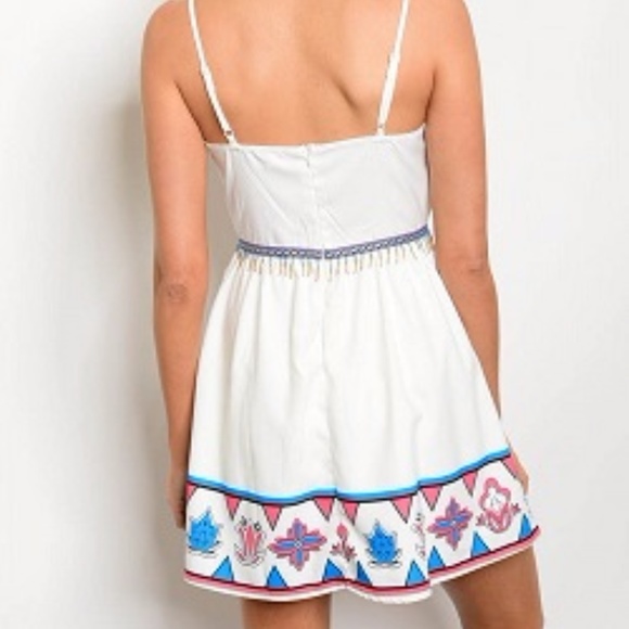 Off White Royal Coral Tribal Dress!LAST ONE!! - Picture 2 of 3