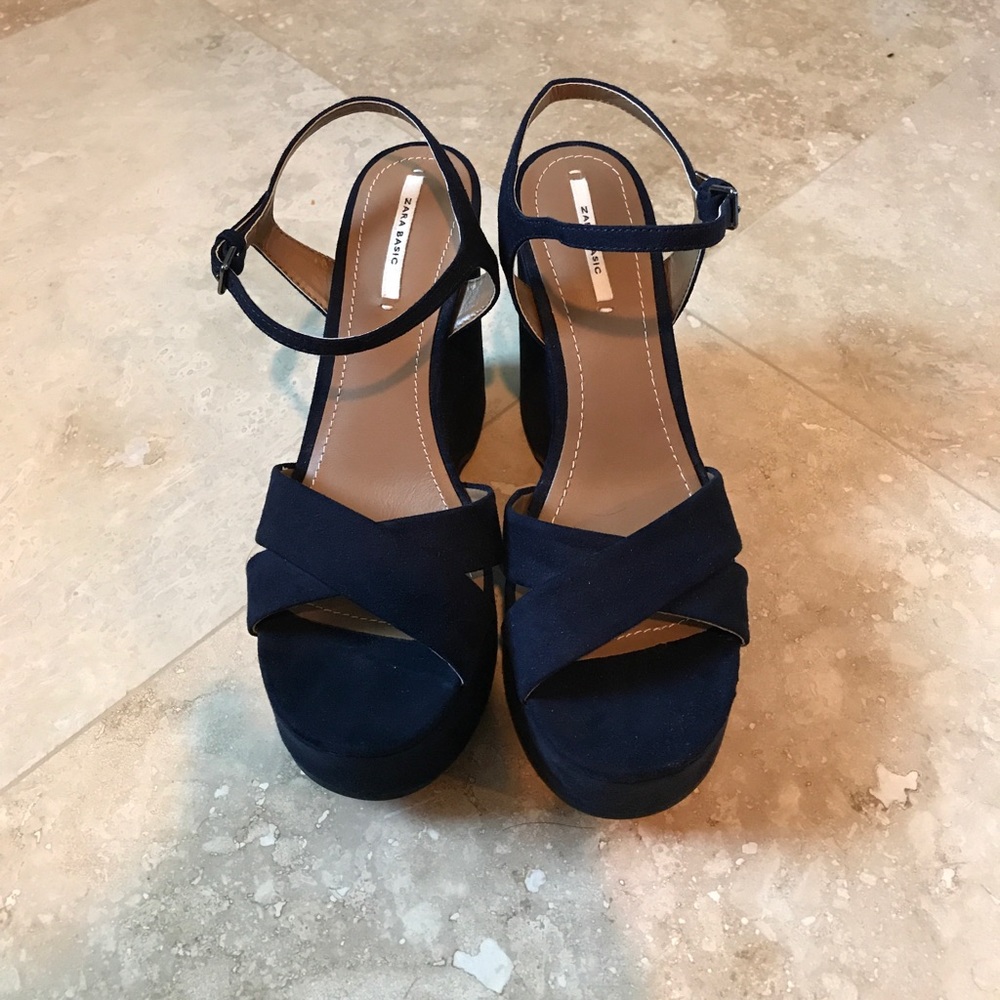 Zara navy wedges