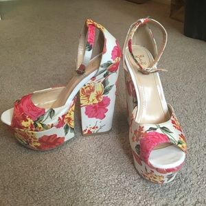 Beau and Ashe floral platform heels