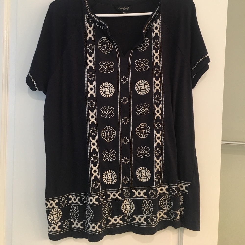 Never word lucky brand embroidered shirt