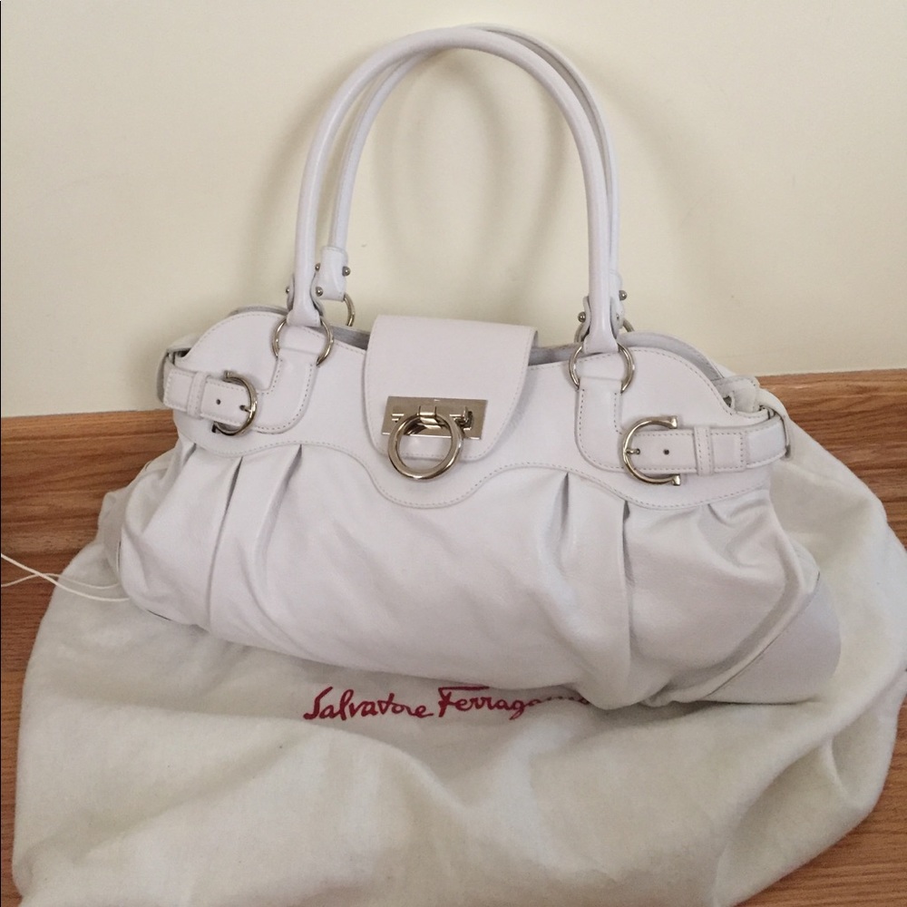 White Leather Ferragamo handbag